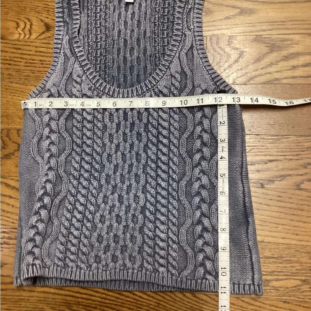 Miou Muse Cotton cottagecore cable knit tank steel gray. Size Small - Picture 6 of 10